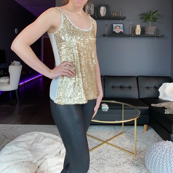 Express Gold Sequin Tank Top - Picture 2 of 3